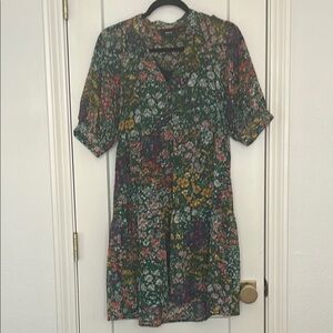 Anthropologie Maeve Floral Green Dress